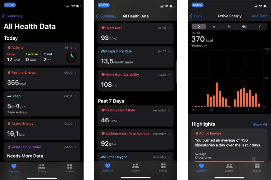 Man sieht die Apple Health App.